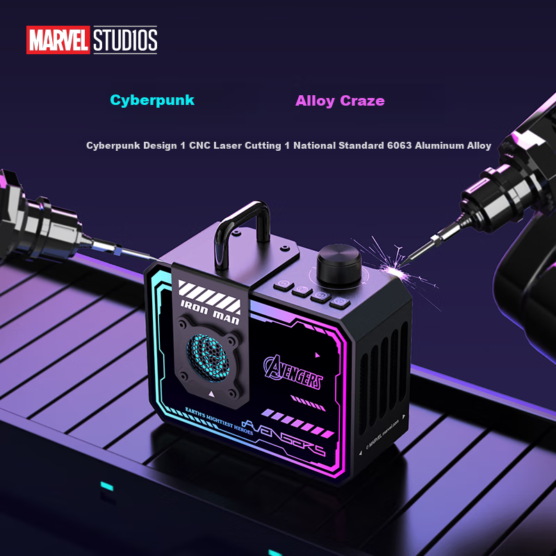 DISNEY Marvel Iron Man Bluetooth Speaker Portable Speaker Cyberpunk Mech Metal W...