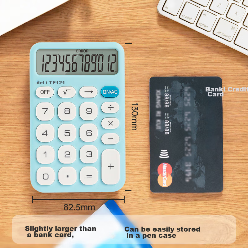 Deli Slim Portable Calculator 12-Digit Display Financial/Personal Calculator Off...