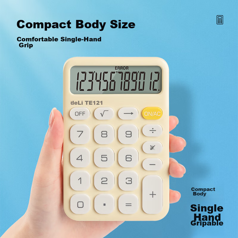 Deli Slim Portable Calculator 12-Digit Display Financial/Personal Calculator Off...
