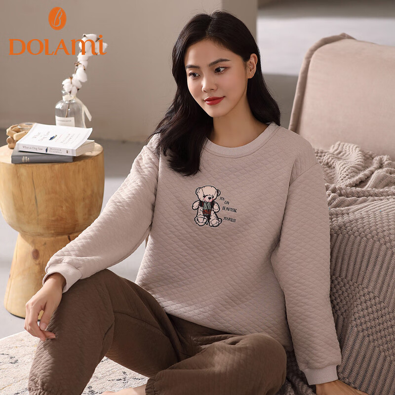 Dulamei Women's Pajamas, Autumn And Winter Thin Quilted Air Cotton Long-Sleeve,...