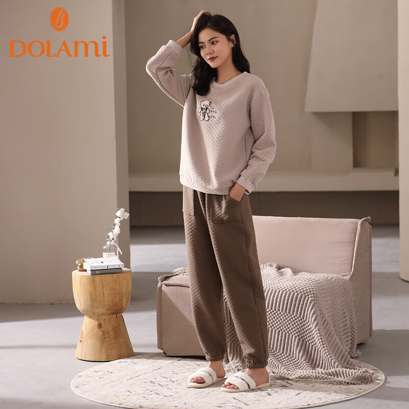 Dulamei Women's Pajamas, Autumn And Winter Thin Quilted Air Cotton Long-Sleeve,...