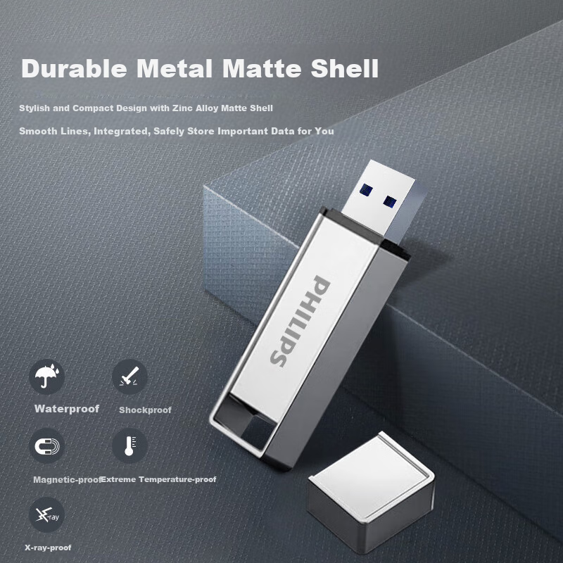 PHILIPS 256GB USB3.2 Flash Drive 11UA-L Large Capacity Metal USB Drive Reading S...