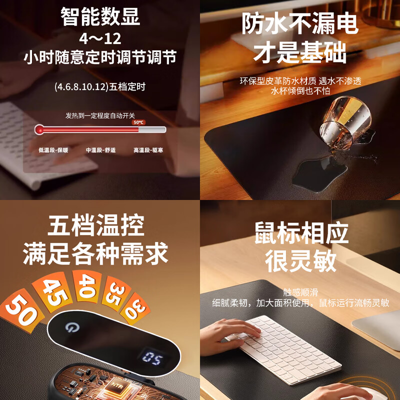 Tizgman Winter Heated Waterproof Mouse Pad Office Student Heating Computer Pad E...