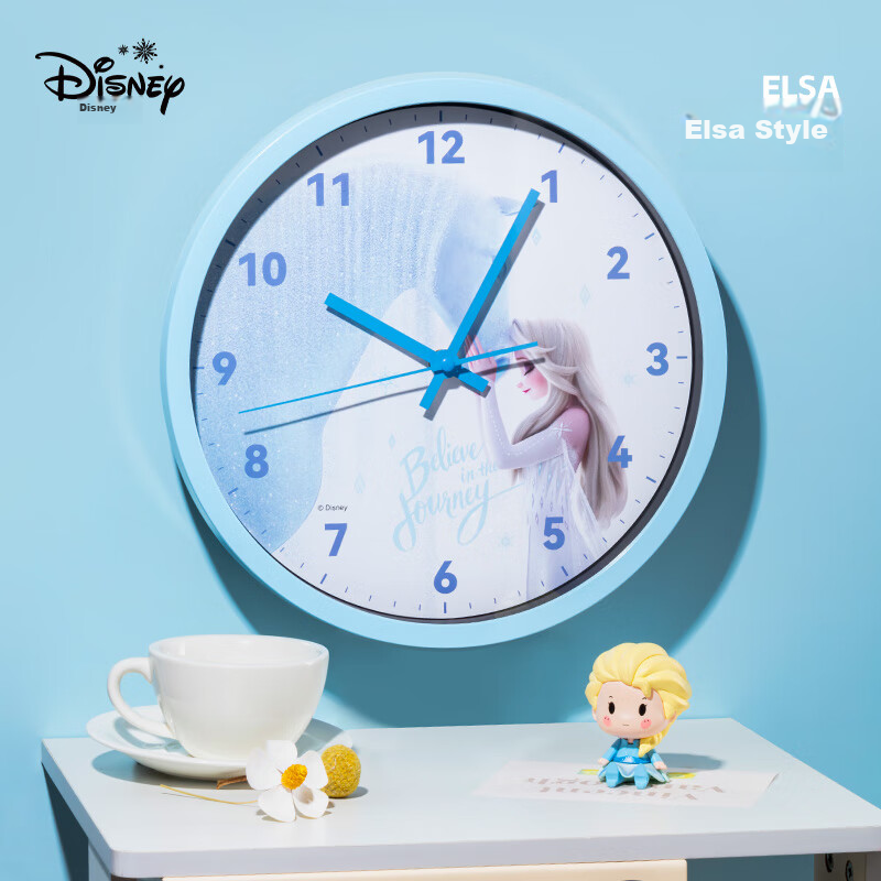 Disney Princess Elsa Wall Clock 29.5cm Large Size Cartoon Clock for Living Room...