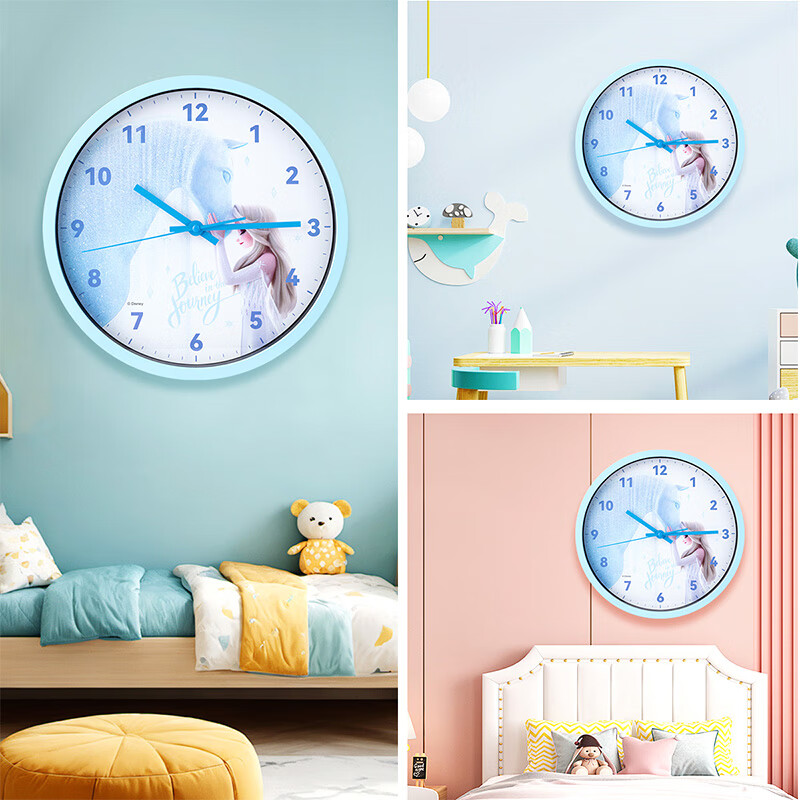 Disney Princess Elsa Wall Clock 29.5cm Large Size Cartoon Clock for Living Room...
