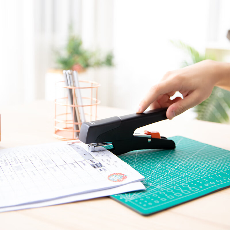 Deli Handheld Metal-Feel Low-Effort Stapler, Portable Handheld Pop-Up Stapler fo...