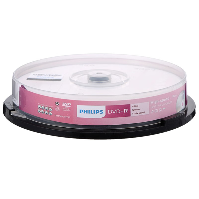 Philips DVD-R Blank Discs/Recordable Discs, 16x Speed, 4.7GB, 10 Pieces in A Bar...