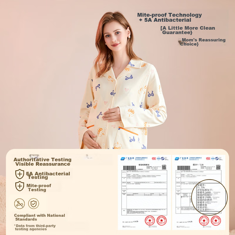 Fenteng Women's Pajamas, Autumn New Style, 5A Antibacterial Pure Cotton, Anti-Mi...