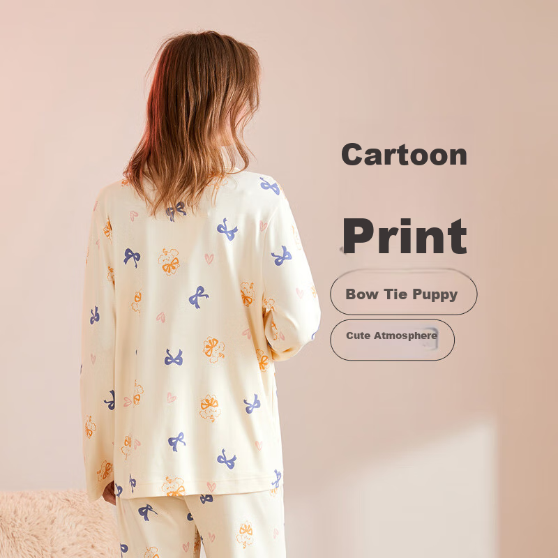 Fenteng Women's Pajamas, Autumn New Style, 5A Antibacterial Pure Cotton, Anti-Mi...