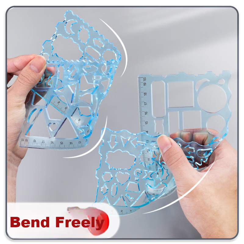 Dile Multi-Functional Soft Ruler, Math Geometry Drawing Compass, Protractor, Wav...