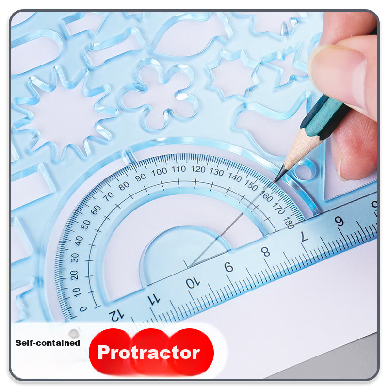 Dile Multi-Functional Soft Ruler, Math Geometry Drawing Compass, Protractor, Wav...