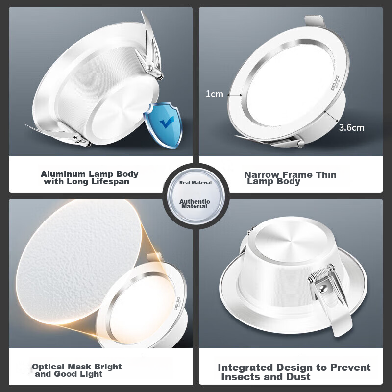 DELIXI LED Downlight, Ceiling Light, Recessed Spotlight, Downlight [Full Aluminu...