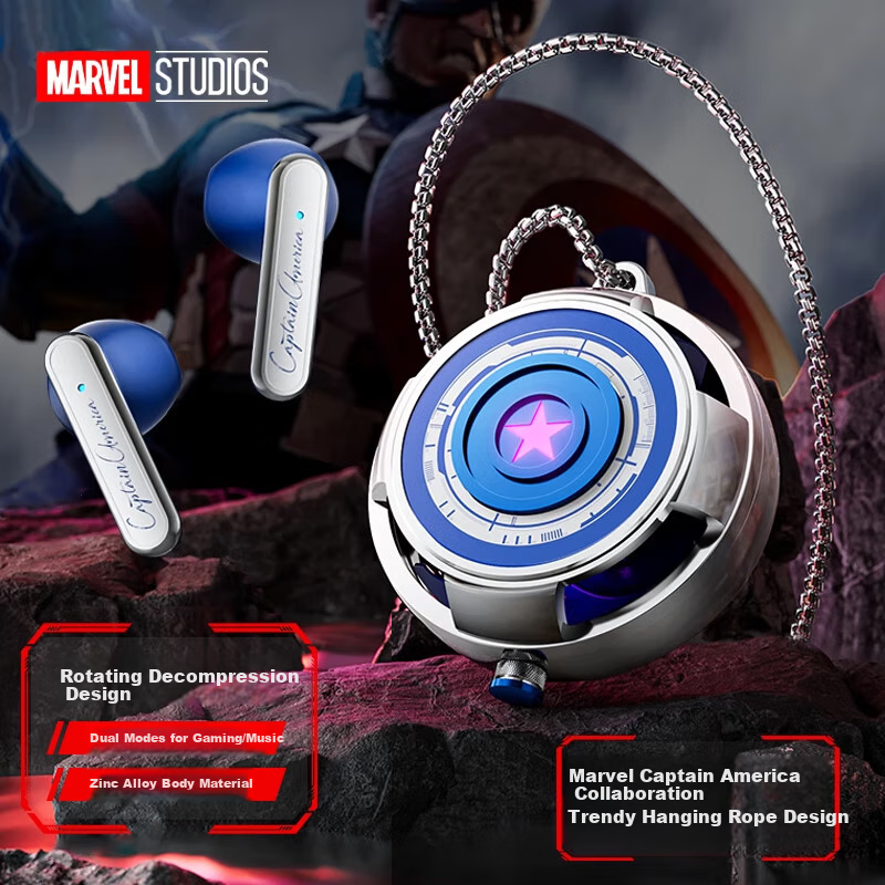 DISNEY Marvel True Wireless Bluetooth Earphones Gaming Music Dual Mode Long Batt...