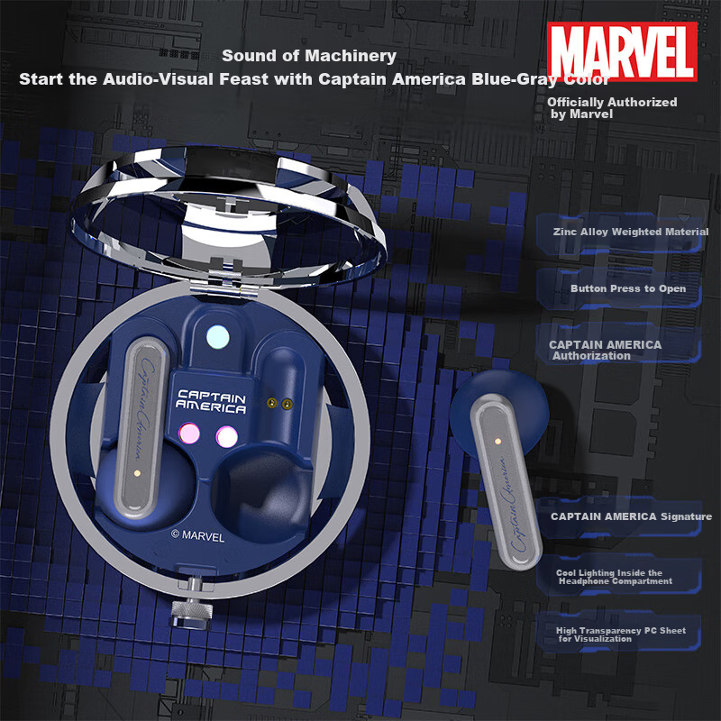 DISNEY Marvel True Wireless Bluetooth Earphones Gaming Music Dual Mode Long Batt...