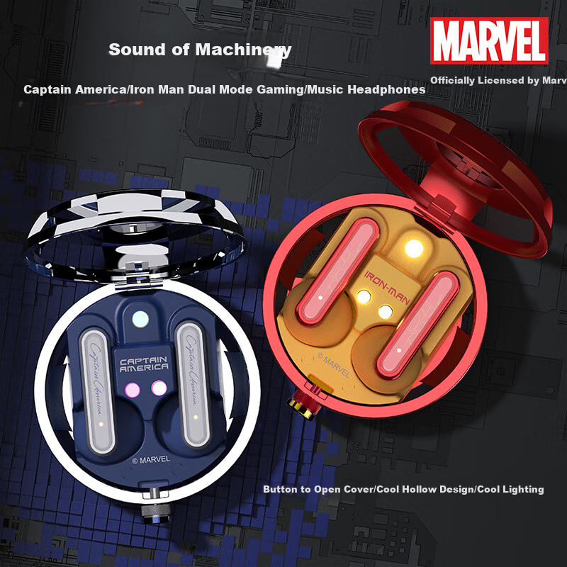 DISNEY Marvel True Wireless Bluetooth Earphones Gaming Music Dual Mode Long Batt...