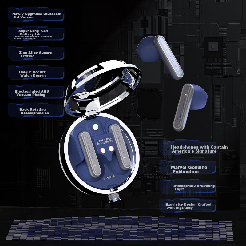 DISNEY Marvel True Wireless Bluetooth Earphones Gaming Music Dual Mode Long Batt...