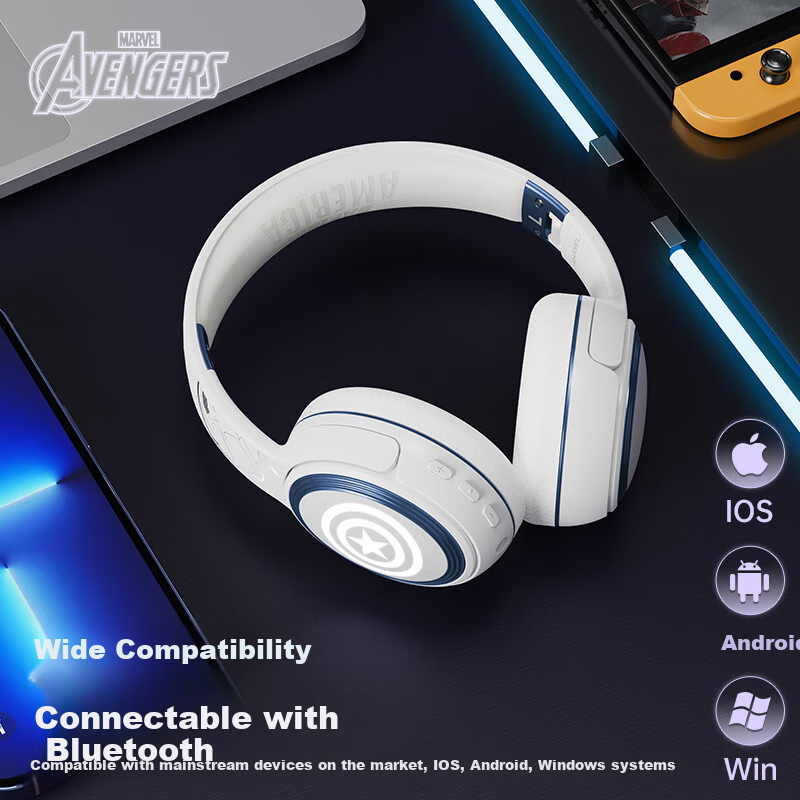DISNEY Marvel Authorized MR13 Wireless Bluetooth Headphones Headset with Microph...