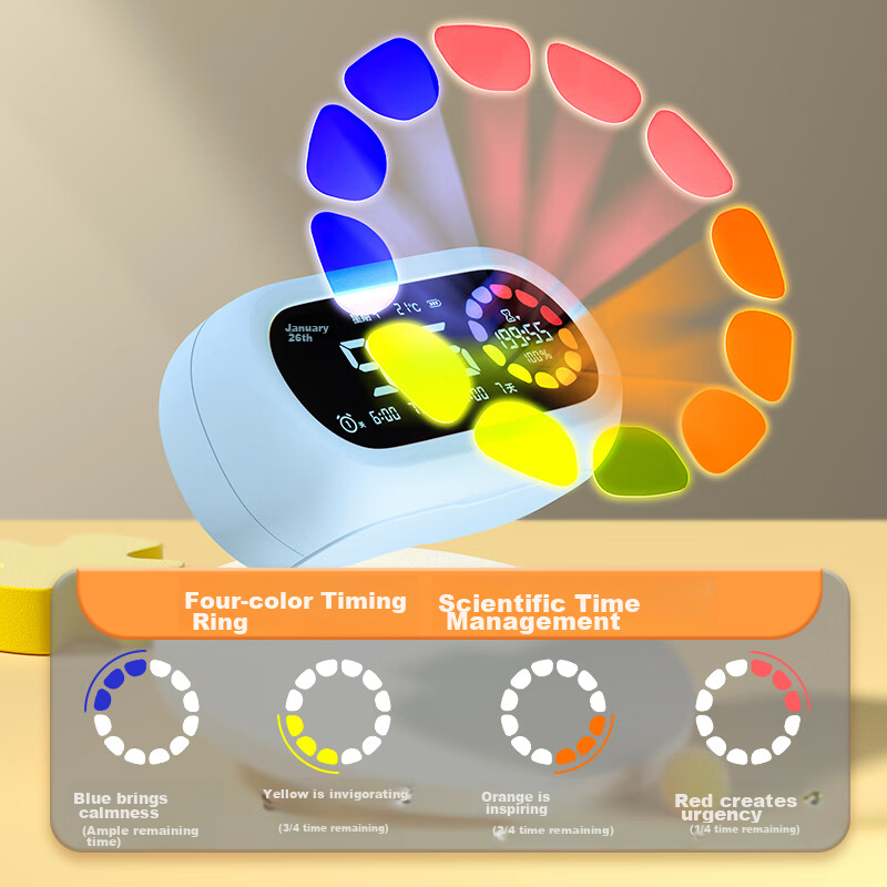 Deli Color Screen Visual Timer, Smart Alarm Clock, Student-Specific Wake-Up Devi...