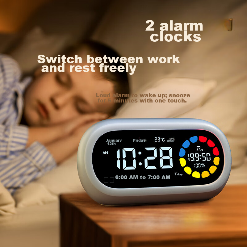 Deli Color Screen Visual Timer, Smart Alarm Clock, Student-Specific Wake-Up Devi...