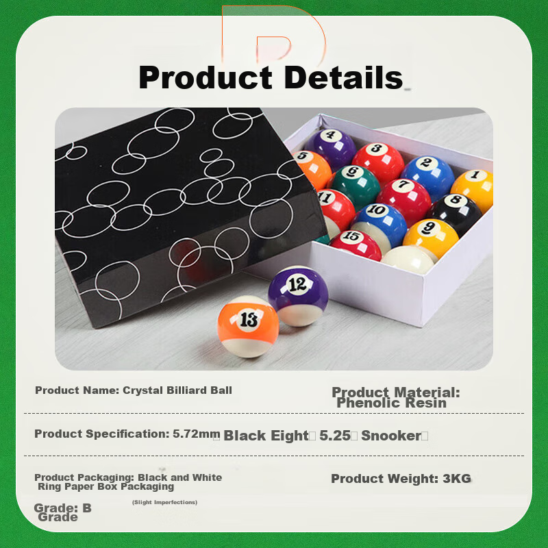 Duweike Pool Balls, Black Eight Crystal Snooker, Chinese Billiards, Cue Ball Tra...