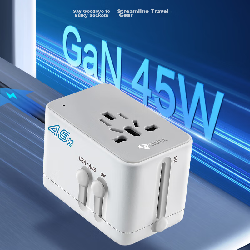 BULL 45W PD Fast Charging USB Multi-Country Travel Adapter, Global Universal Con...