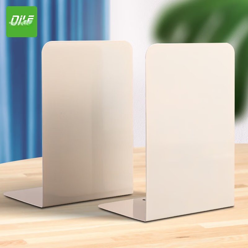 Dile 2-Piece Minimalist Bookend, Book Holder, Book Stopper, Iron Bookshelf, Stud...