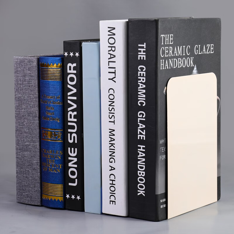 Dile 2-Piece Minimalist Bookend, Book Holder, Book Stopper, Iron Bookshelf, Stud...