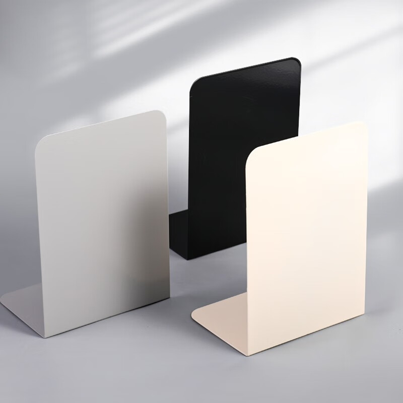 Dile 2-Piece Minimalist Bookend, Book Holder, Book Stopper, Iron Bookshelf, Stud...