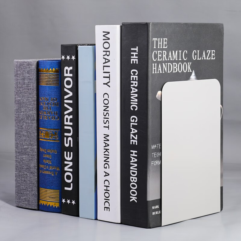 Dile 2-Piece Minimalist Bookend, Book Holder, Book Stopper, Iron Bookshelf, Stud...