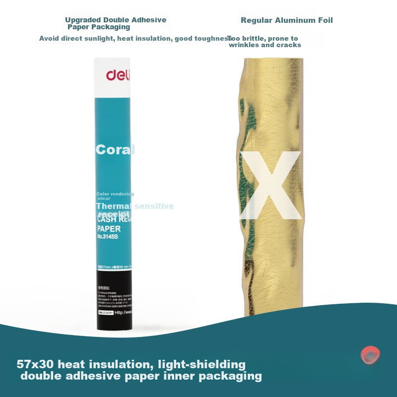 Deli Coral Sea Thermal Cash Register Paper 57*30 Type 200 Rolls for Meituan Take...