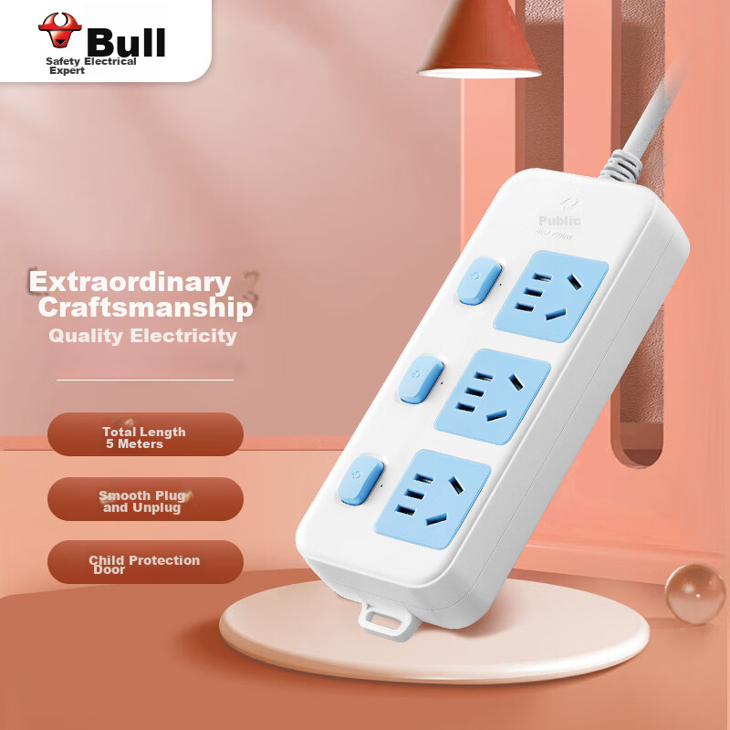 BULL New National Standard Power Strip/Extension Cord/Power Bar/Power Strip/Powe...