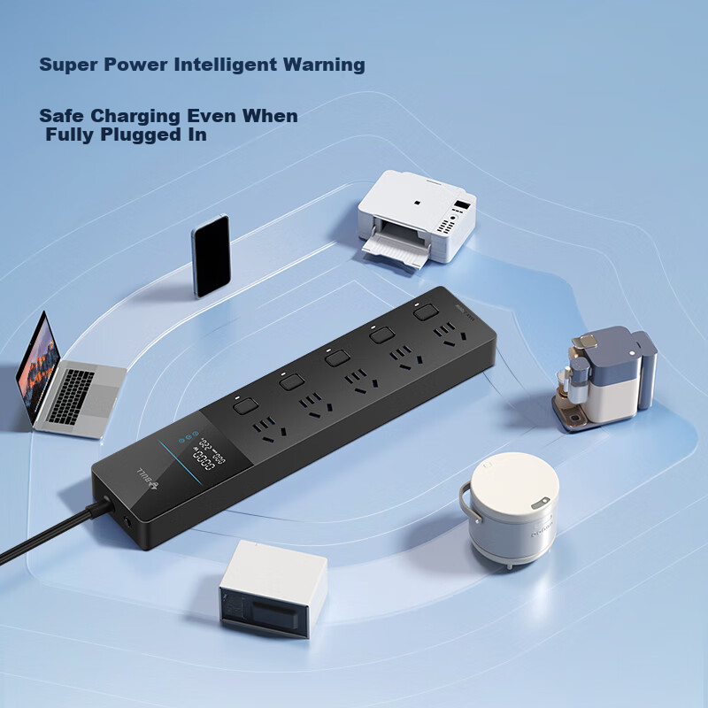 BULL Smart LED Display Surge Protection Lightning Overload Protection Socket/Ext...