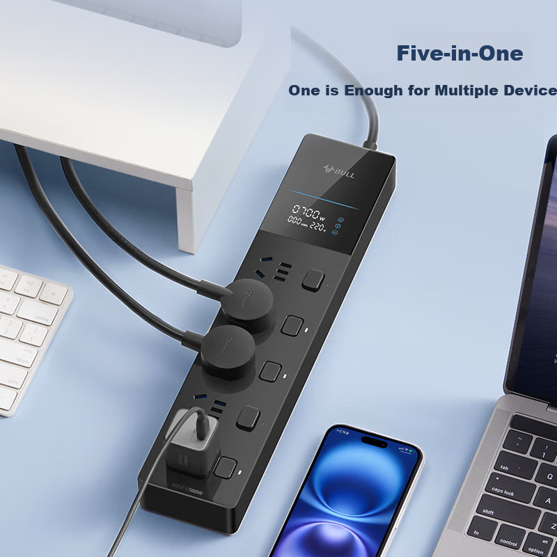 BULL Smart LED Display Surge Protection Lightning Overload Protection Socket/Ext...