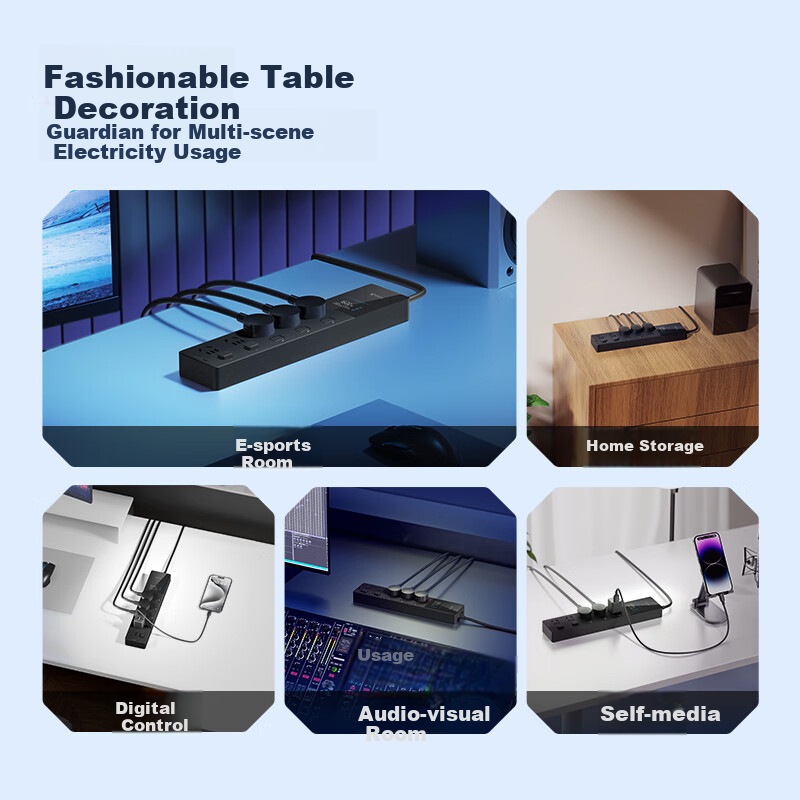 BULL Smart LED Display Surge Protection Lightning Overload Protection Socket/Ext...