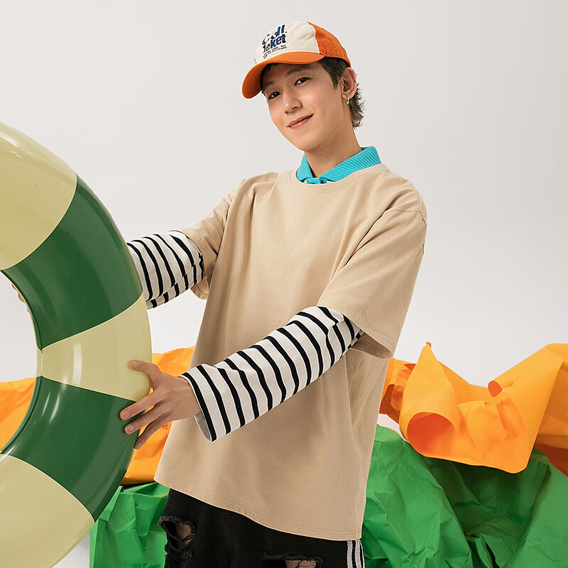 GENIOLAMODE Men's Short Sleeve Summer Cotton Casual Fashion All-Match National T...