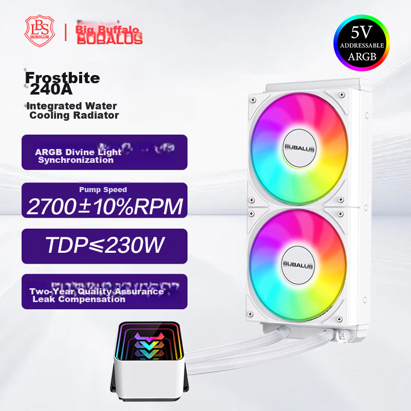 BUBALUS Lingshuang 240A White CPU Water Cooler (ARGB Mirror Sync/All-In Design/S...