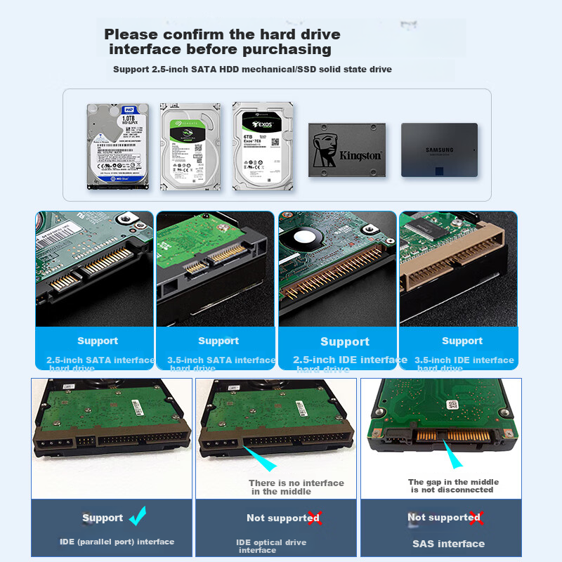 GODO Portable Mechanical Hard Drive Interface Converter, SATA to IDE Cable, IDE...