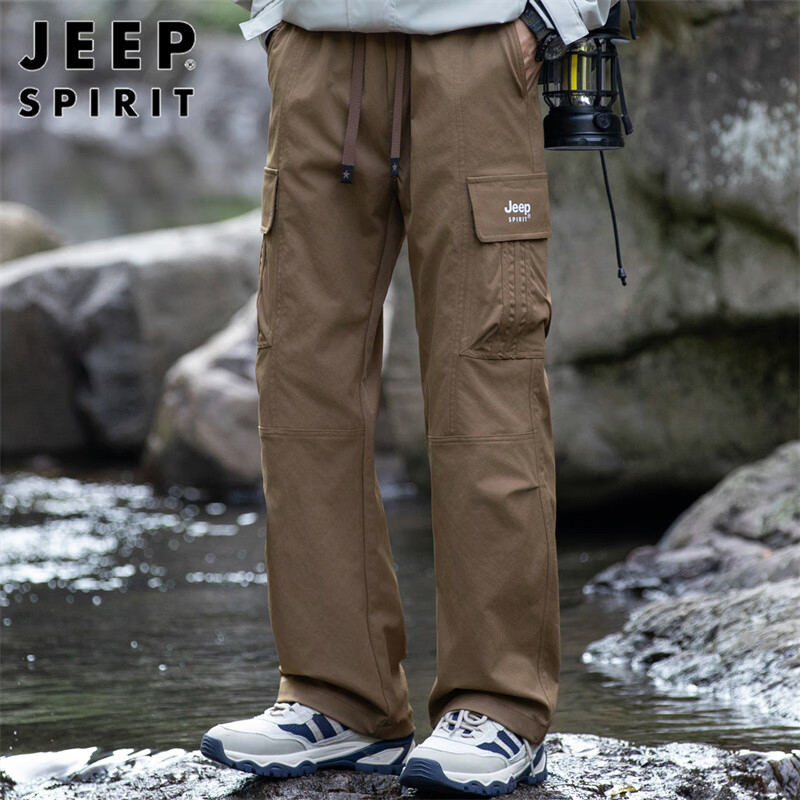 JEEP SPIRIT Men's Spring and Summer Loose Casual Pants Men's Wide-Leg Cargo Pant...