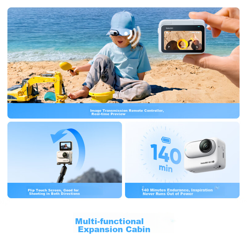 Insta360 GO 3S 4K Thumb Camera Vlog Riding Parent-child Pet Sports Camera Camcor...