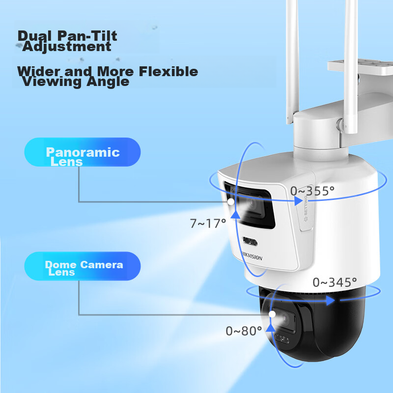 HIKVISION Wireless Dual Camera, Outdoor WiFi Pan-Tilt, 360-Degree Coverage, Full...