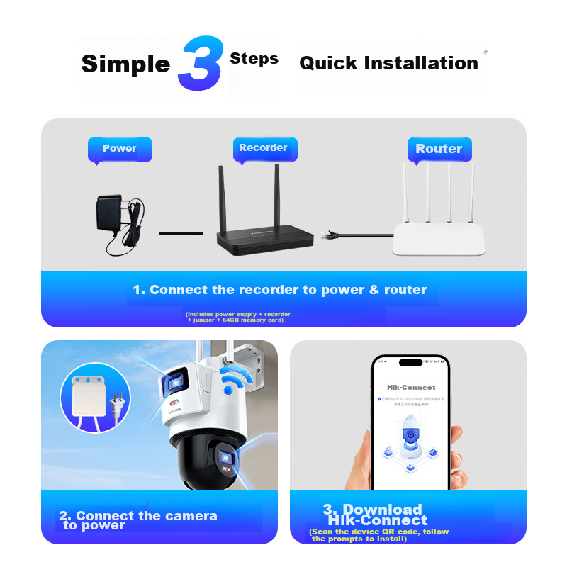 HIKVISION Wireless Dual Camera, Outdoor WiFi Pan-Tilt, 360-Degree Coverage, Full...