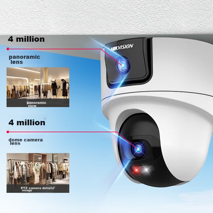 HIKVISION Wireless Dual Camera for Home Use, WiFi Pan-Tilt 360-Degree Coverage,...