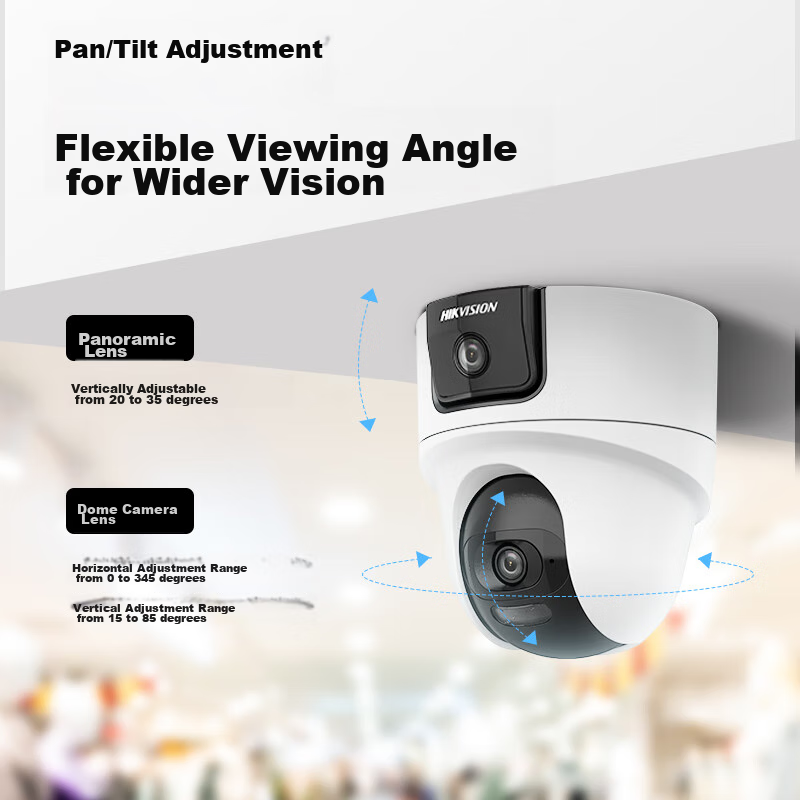 HIKVISION Wireless Dual Camera for Home Use, WiFi Pan-Tilt 360-Degree Coverage,...