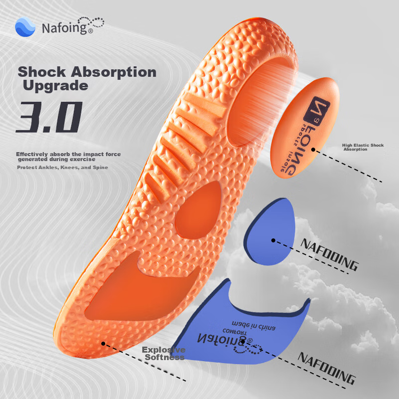 IQGD 2 Pairs Sports Insoles for Men, Shock-Absorbing, Soft And Elastic, Odor-Res...