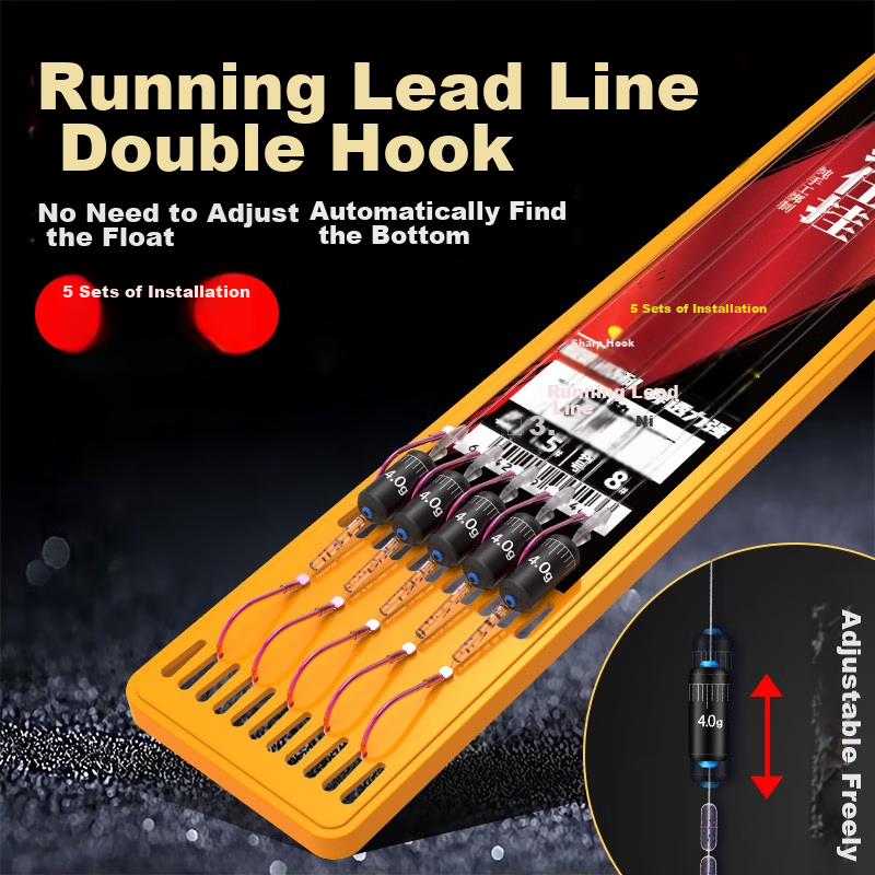 Fishing King Running Lead Line Double Hook Automatic Bottom-Finding No-Adjust Fl...