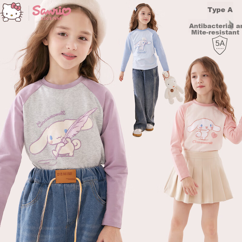 Hello Kitty Girls' Long Sleeve T-shirt Spring and Autumn Children's Bottoming Sh...