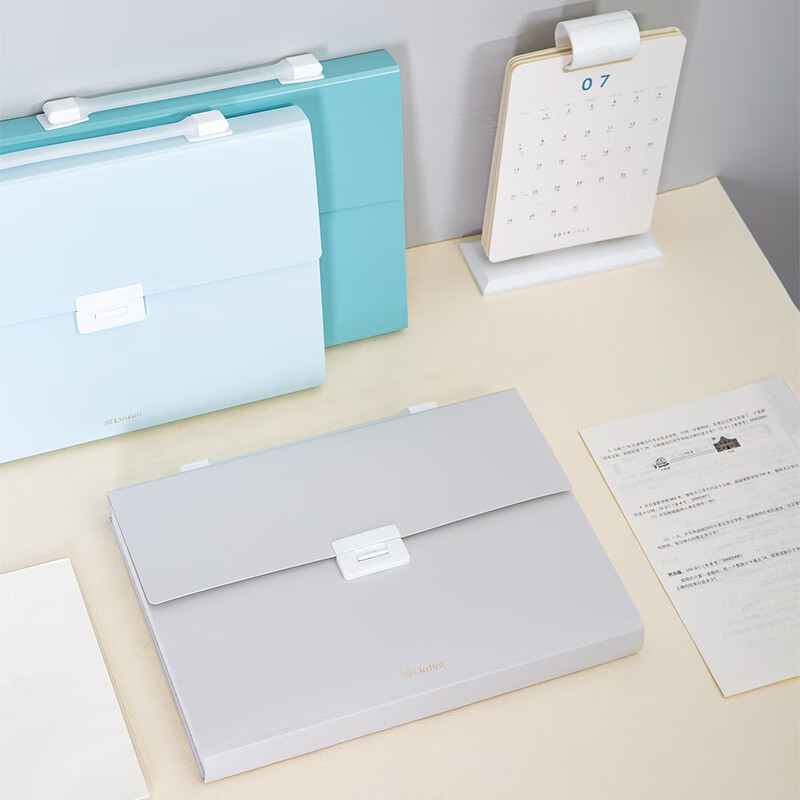 Deli Leshu Series 13-Compartment A4 Handheld File Folder, Accordion File, Multi-...