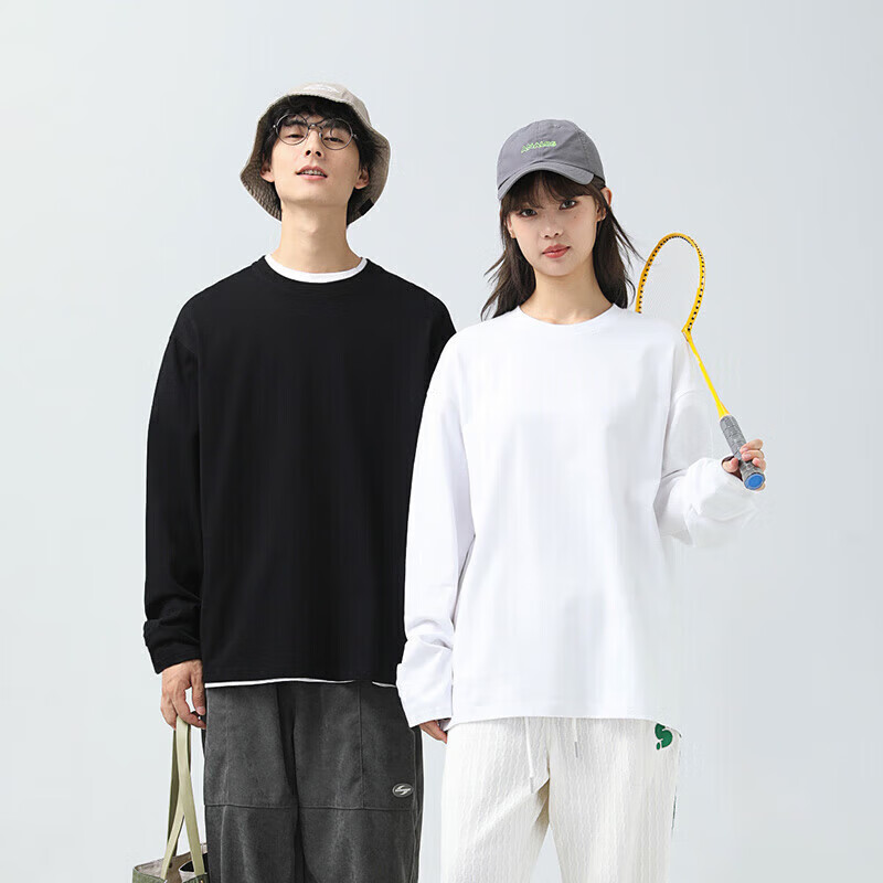 GENIOLAMODE Men's Simple Casual Round Neck Long Sleeve T-shirt Pure Cotton Youth...