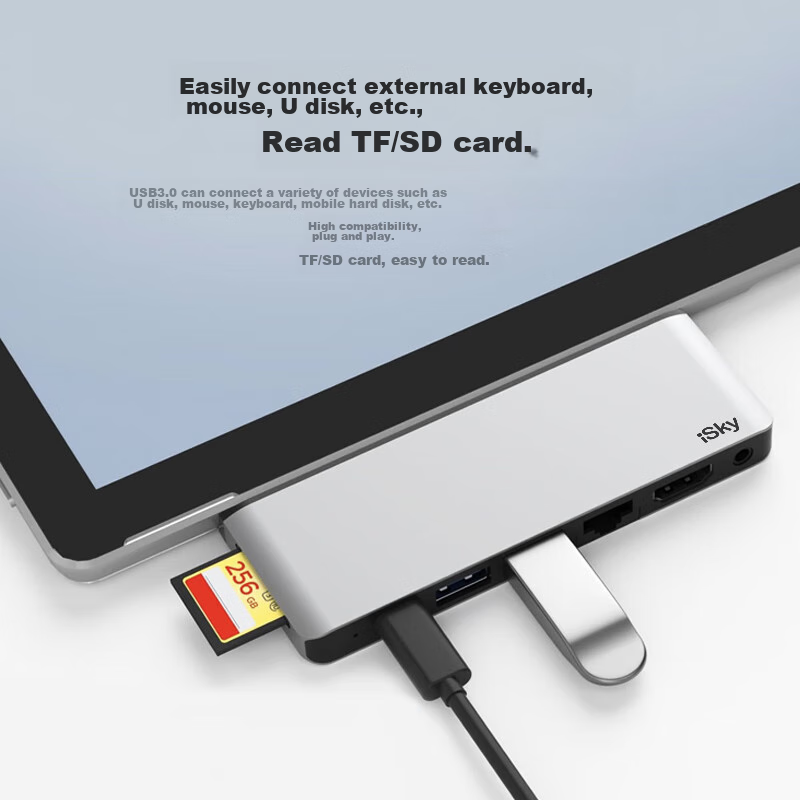 Isky Microsoft Surface Pro 9/10/11 Expansion Dock, Thunderbolt 4 High-Speed Tran...