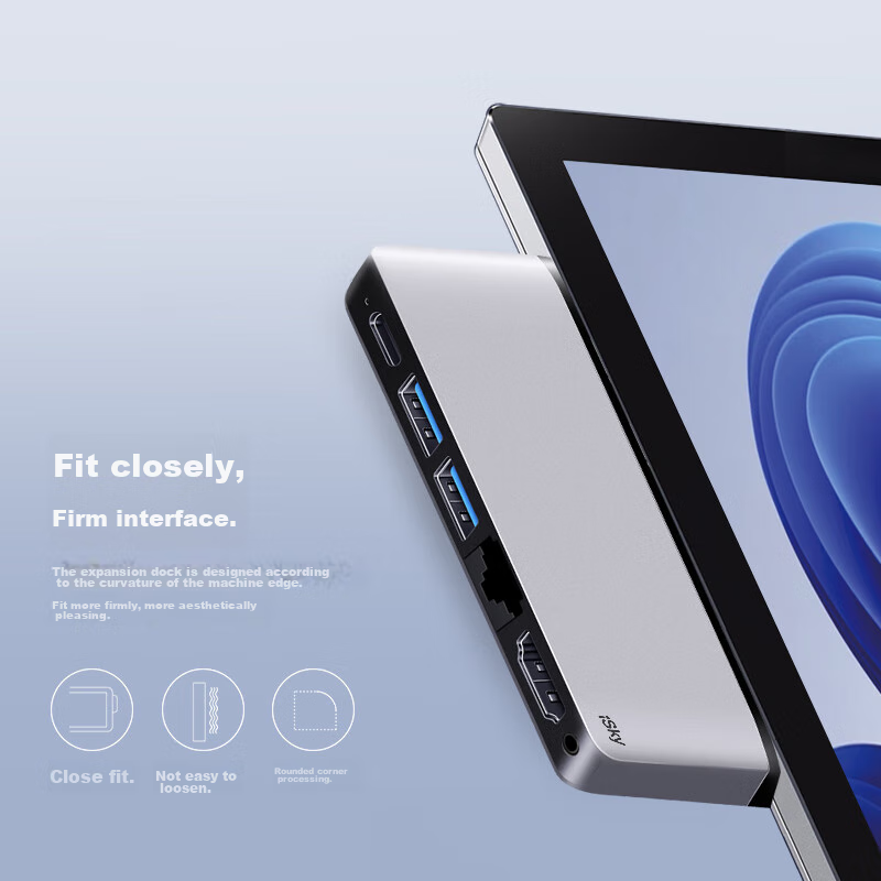 Isky Microsoft Surface Pro 9/10/11 Expansion Dock, Thunderbolt 4 High-Speed Tran...